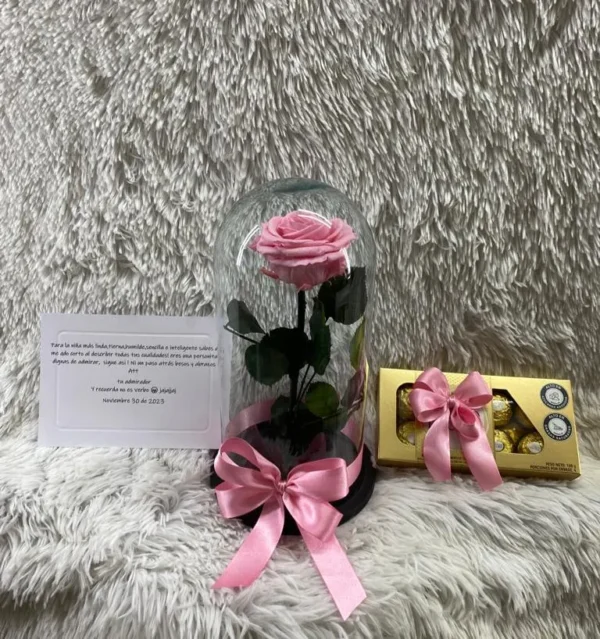 Rosa preservada con Ferreros Rocher