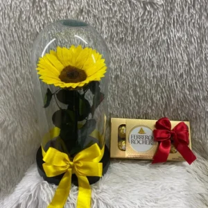 Girasol preservado con Ferreros Rocher