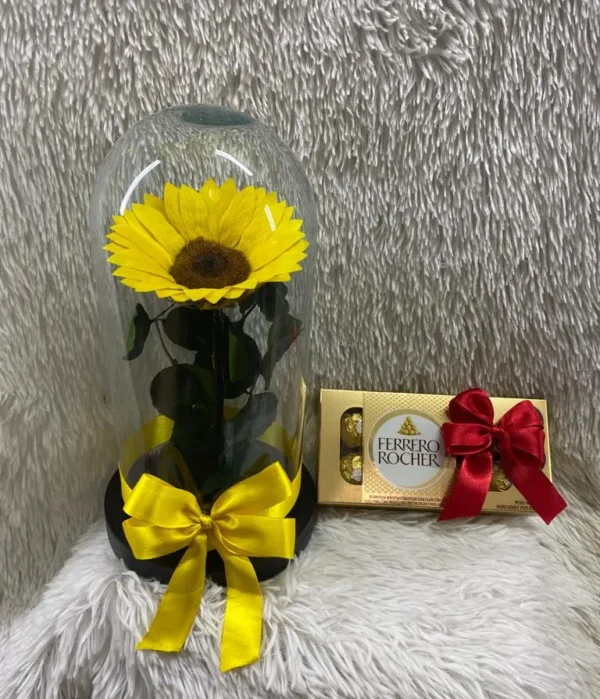Girasol preservado con Ferreros Rocher